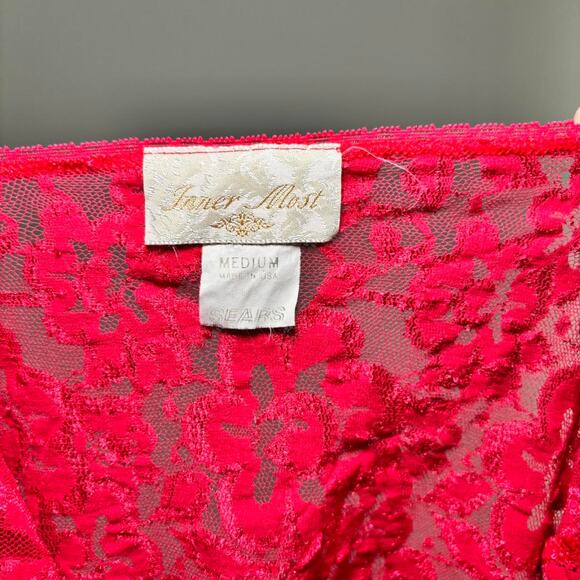 Vintage Inner Most Red Lace Lingerie Top Size Medium - Picture 3 of 7